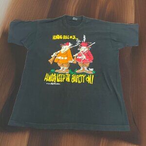 VTG 1993 Unbalanced Lines T-Shirt Short Sleeve Size XL Black Hunting Rule #3 USA